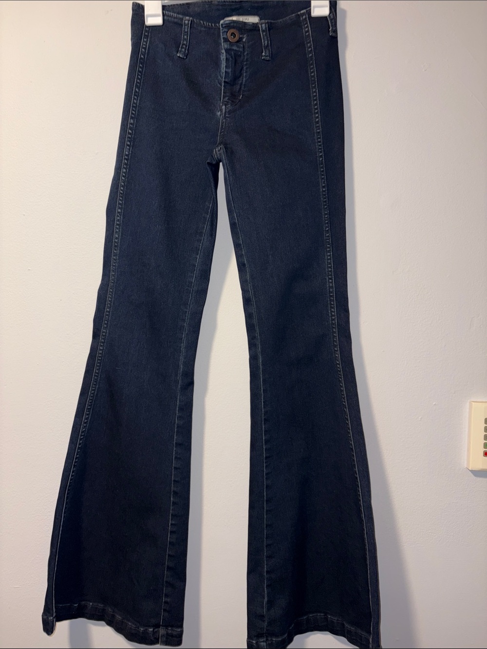 Free People indigo Flared Wide-Leg Jeans